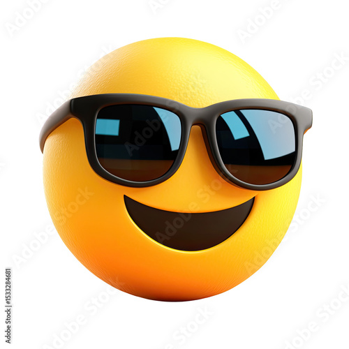 Smiling face with sunglasses.  3D emoticon