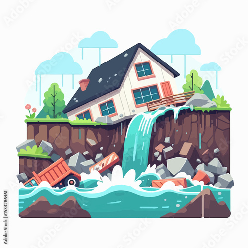 landslide vector illustration