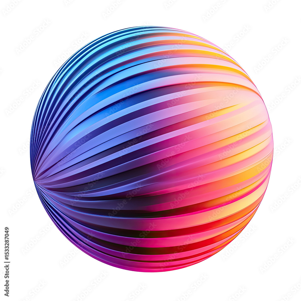 Fototapeta premium Abstract vibrant sphere with radiating stripes