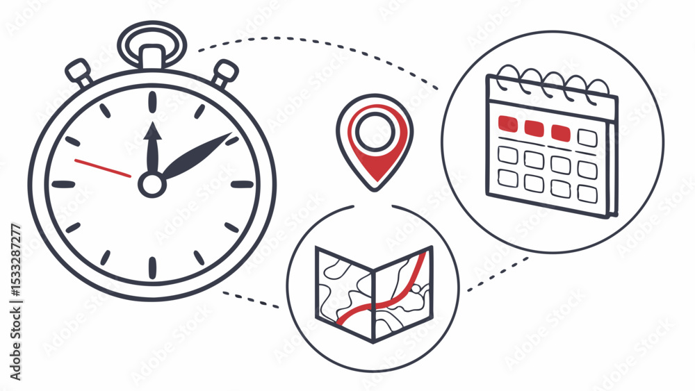 Obraz premium Time Management Planning, Scheduling, and Location Tracking for Efficiency