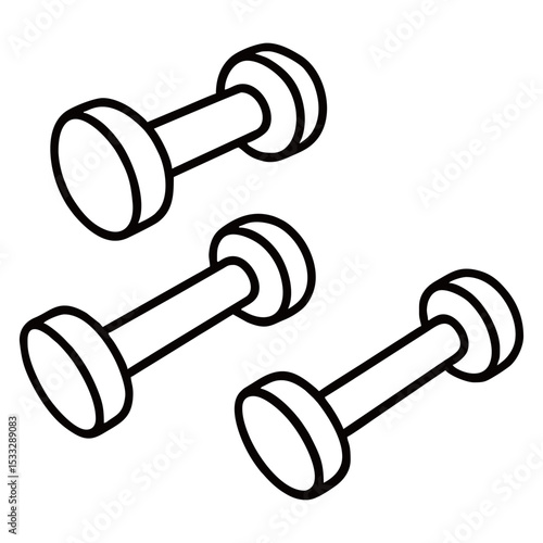 Silhouette image of dumbbells on white background