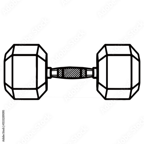 Silhouette image of dumbbells on white background
