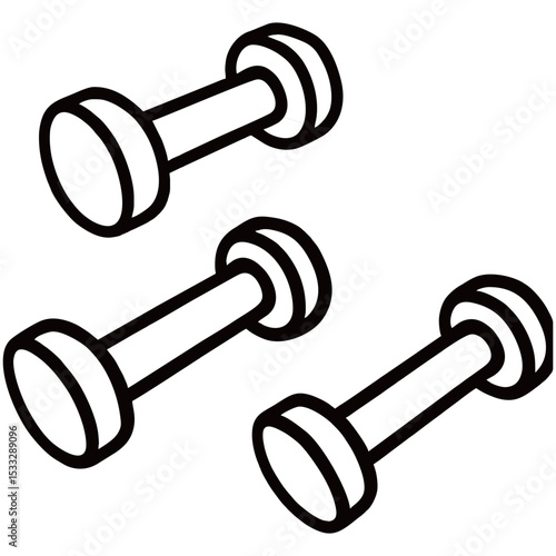 Silhouette image of dumbbells on white background