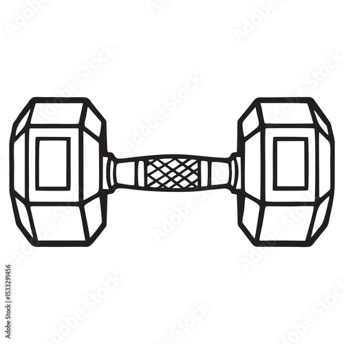 Silhouette image of dumbbells on white background