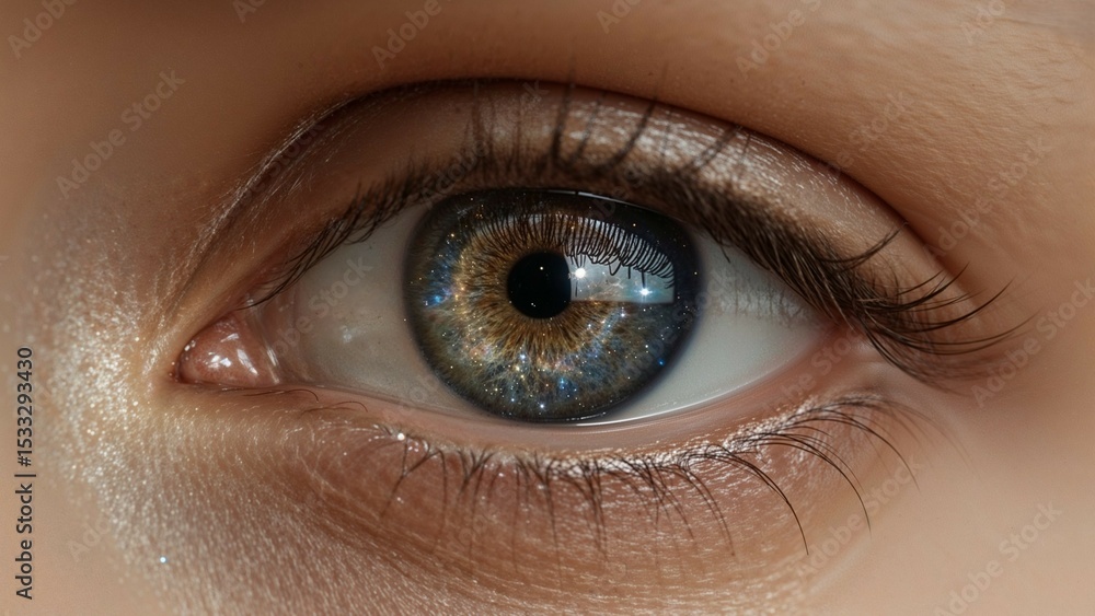 Obraz premium Human Eye with Cosmic Galaxy Reflection