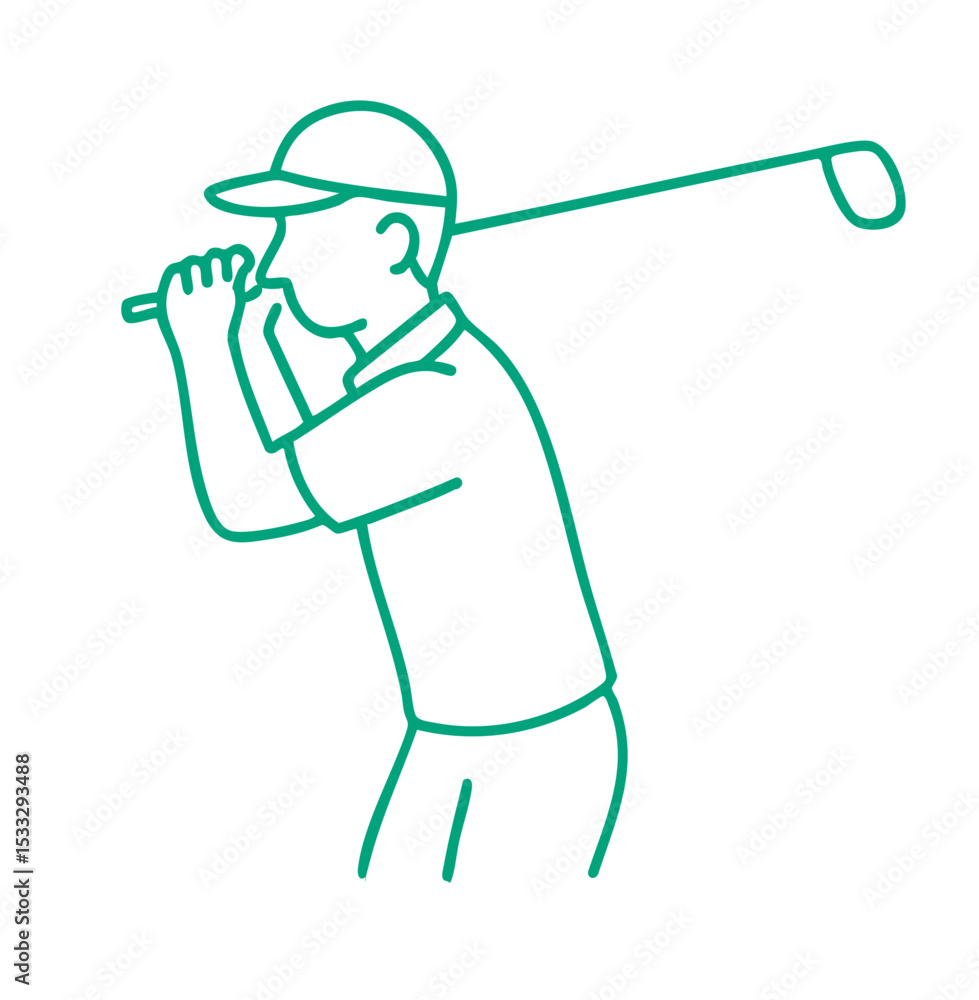 Obraz premium Golf Player Halfway Back – Club parallel to the ground, mid-backswing