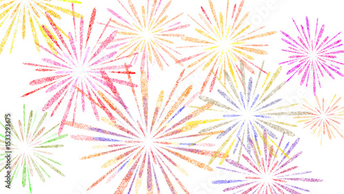 透過背景で使いやすい色鮮やかな花火のイラスト素材