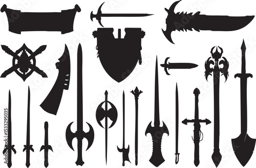 Assorted Medieval and Fantasy Weapon Silhouettes