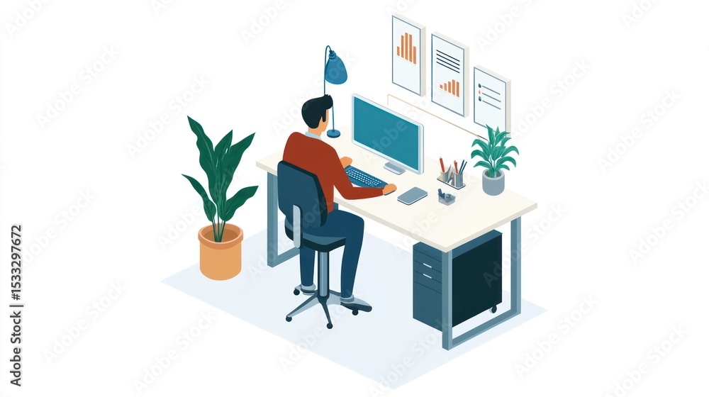 Person working at a modern desk Person working at a modern desk