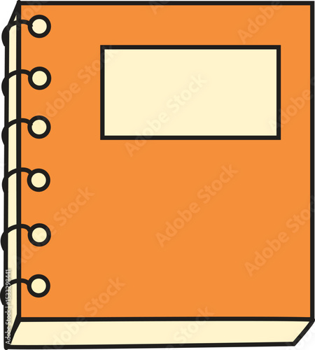 Spiral Notebook Vector Illustration in Orange Color for School Supplies, Office Stationery, Writing Journal and Notes Design