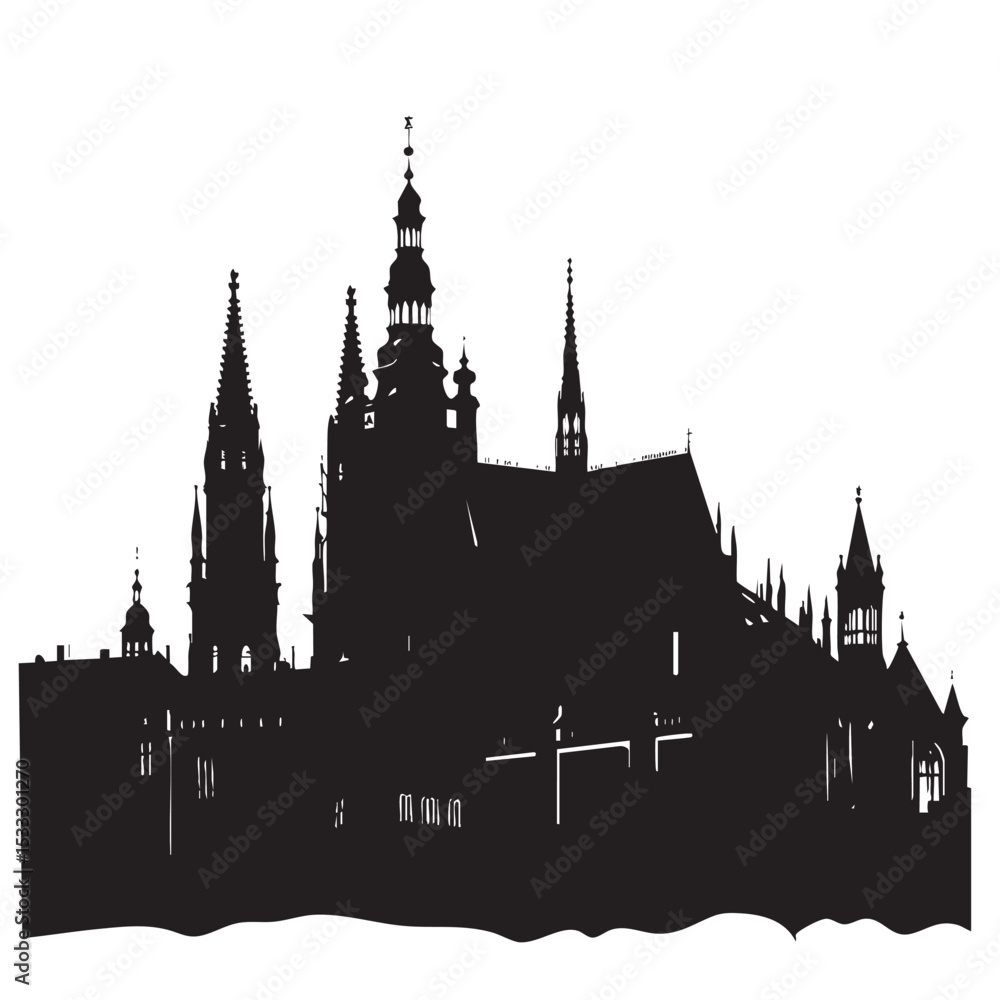 Fototapeta premium Prague silhouette isolated in White background