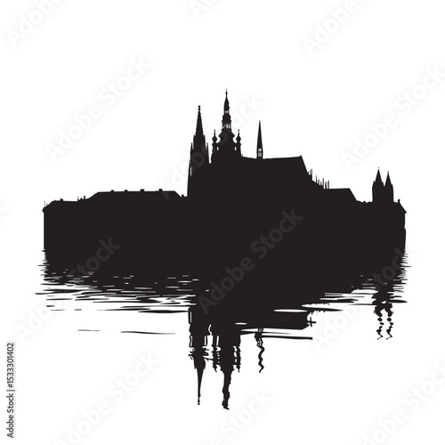 Prague silhouette isolated in White background