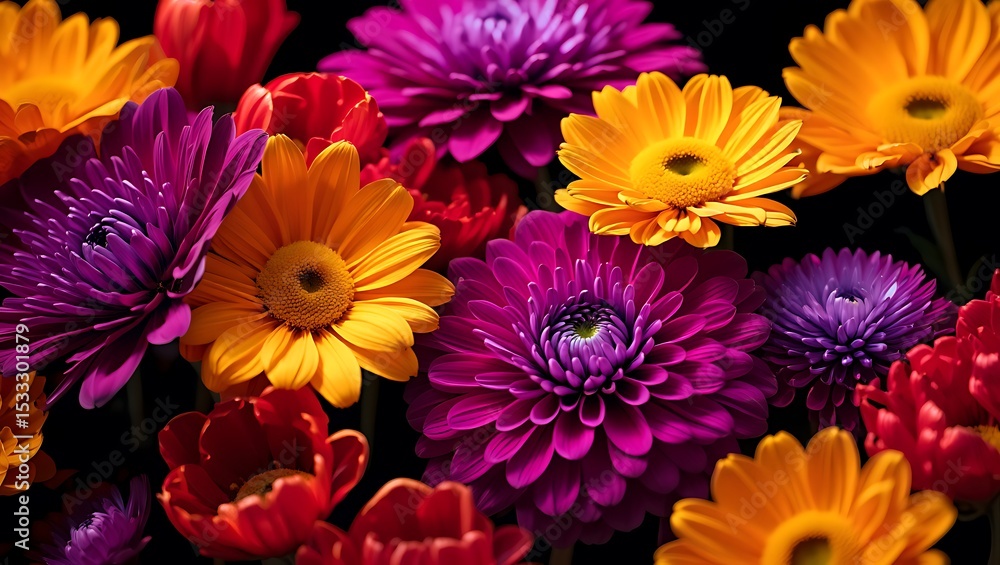 Fototapeta premium Vibrant Floral Bouquet A Symphony of Colors and Petals