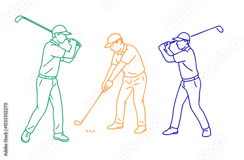 Golf Player Practice Swing Pose – Mid-practice swing with no ball
