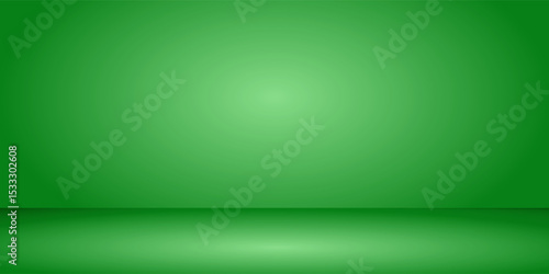green background abstract with Gradient in empty room studio, green empty room studio gradient used for background, green background studio with shine use for product shooting. vector dynamic room