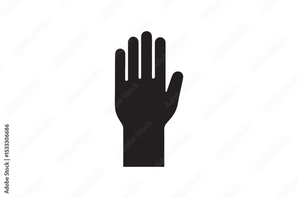 Raised Hand silhouette vector with white background Raised Hand silhouette vector with white background
