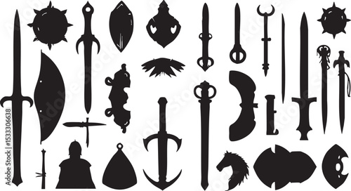 : Ancient and Fantasy Weapons Silhouettes