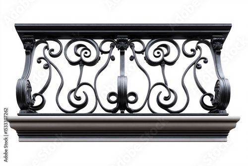 Intricate Wrought Iron Balcony Railing with Decorative Design. Enhance Home Decor and Safety