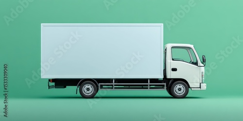 Delivery truck stands prominently against a blue backdrop showcasing simplicity and functionality in studio photography settings
