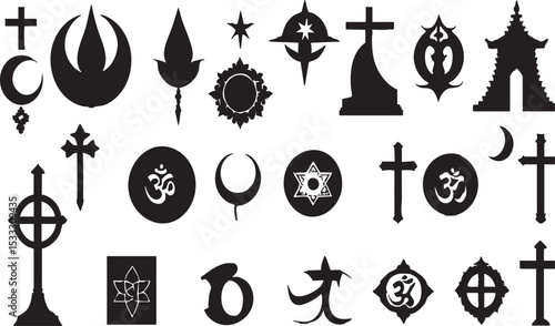 Global Religious and Spiritual Symbol Silhouettes