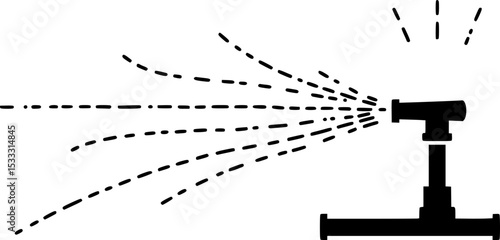 Sprinkler System Icon: A simple yet effective vector icon depicting a sprinkler head spraying water, ideal for irrigation, landscaping, or gardening related projects