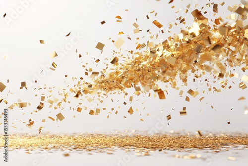 Gold Glitter Sparkle Confetti Background. Elegant Shimmer for Festive Celebrations