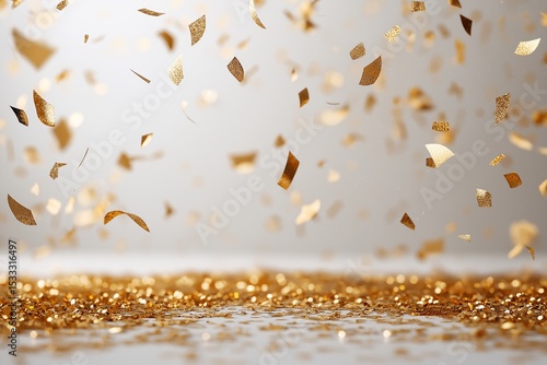 Gold Confetti Celebration Background. Shimmering Luxury for Festive Parties and Special Events