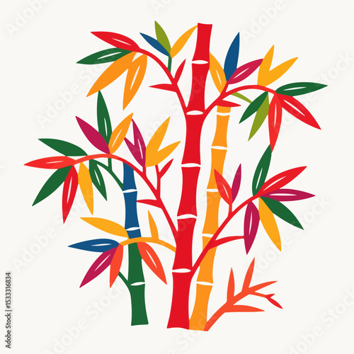 Bamboo, Paper Cuttings style vector map