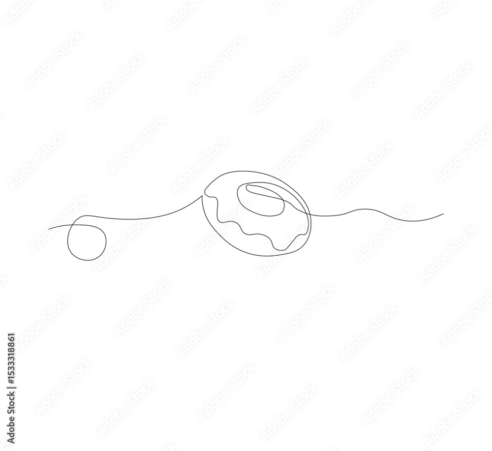 Obraz premium one continuous line drawing of one delicious donut with chocolate topping on a white background. Food concept vector illustration.