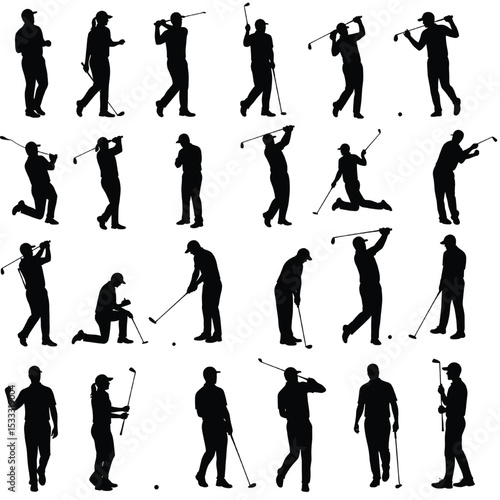 Trending Adobe Stock Golf Player Silhouette Collection vector 