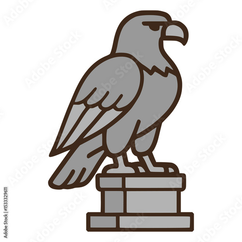 eagle statue landmark flat color vector illustration template design