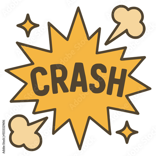 crash text effect comic boom flat color vector illustration template design