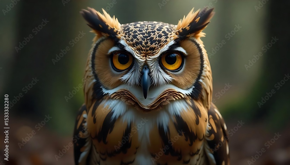 Obraz premium Majestic Owl Portrait Striking Pose Wildlife Bird Nature Photography