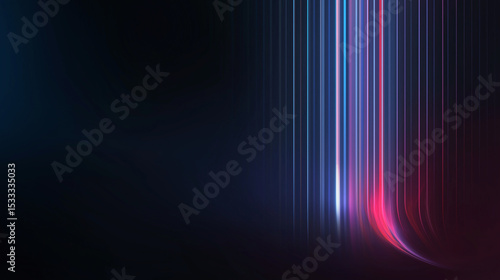 Minimalist abstract background with vertical spectrum lines in blue and red glowing light on dark backdrop  creating futuristic and dynamic visual effect