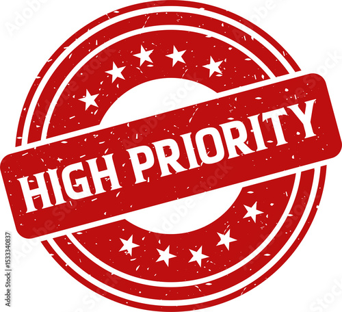 Tableau sur toile High priority red stamp, Stamp round style