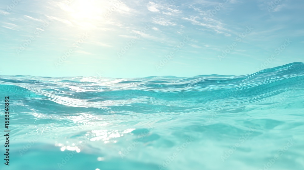 The calm sea, light blue-green tones, and the tranquil underwater view, where the sunlight reflects off the water's edge, creating a tranquil atmosphere. Gentle ripples and silence on the sea. The calm sea, light blue-green tones, and the tranquil underwater view, where the sunlight reflects off the water's edge, creating a tranquil atmosphere. Gentle ripples and silence on the sea.