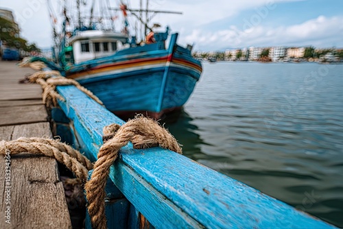 Wallpaper Mural Detail of a fishing boat anchored in the harbor Torontodigital.ca