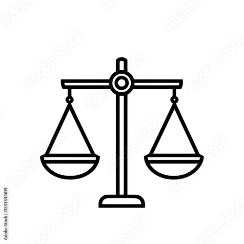 Balance scale icon in traditional outline style representing justice and fairness
