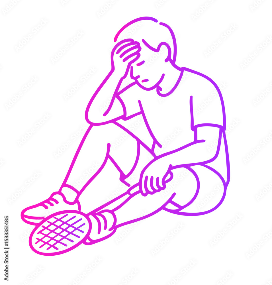 Fototapeta premium Badminton Players Exhausted-resting between rallies Ready for Action