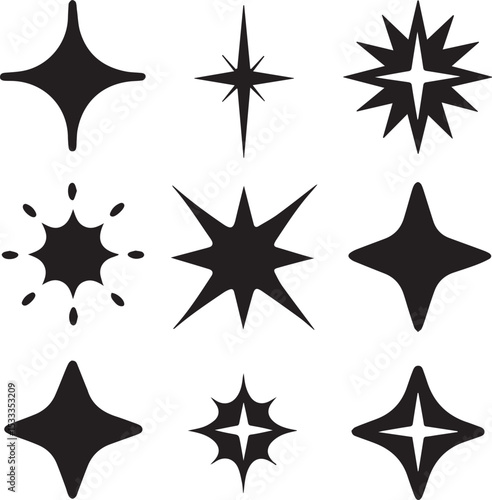 Wallpaper Mural sparkle stars logo vector set, sparkle stars illustration vector, sparkle stars silhouette vector icon Torontodigital.ca