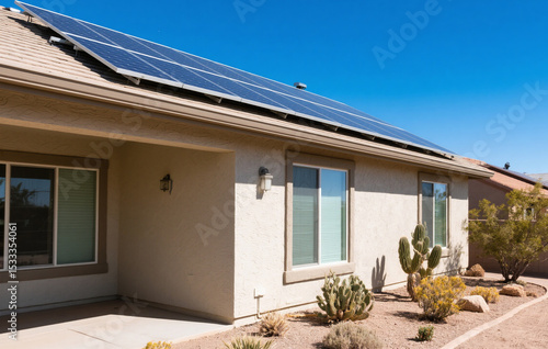 Arizona Residential Home with Solar Panels Clean Energy Generation in Sunny Climate