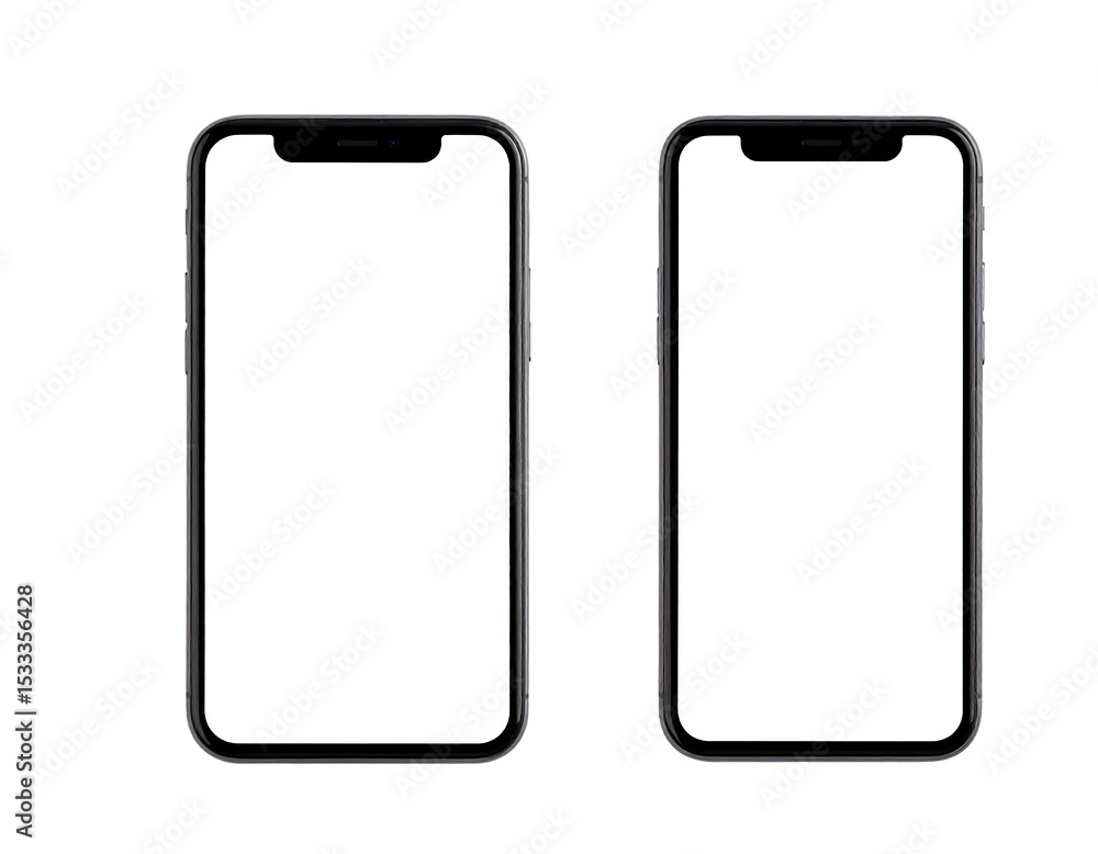Two modern phones with blank screens Two modern phones with blank screens