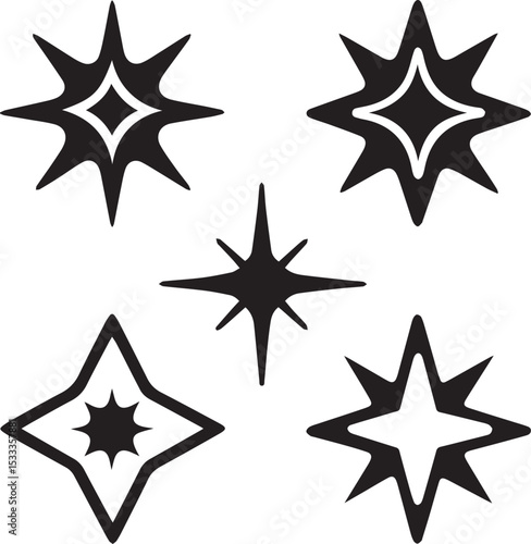 sparkle stars logo vector set, sparkle stars illustration vector, sparkle stars silhouette vector icon