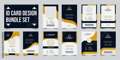 Modern corporate identity card design bundle set, Unique and professional employee badge design template, 5 set collection.
