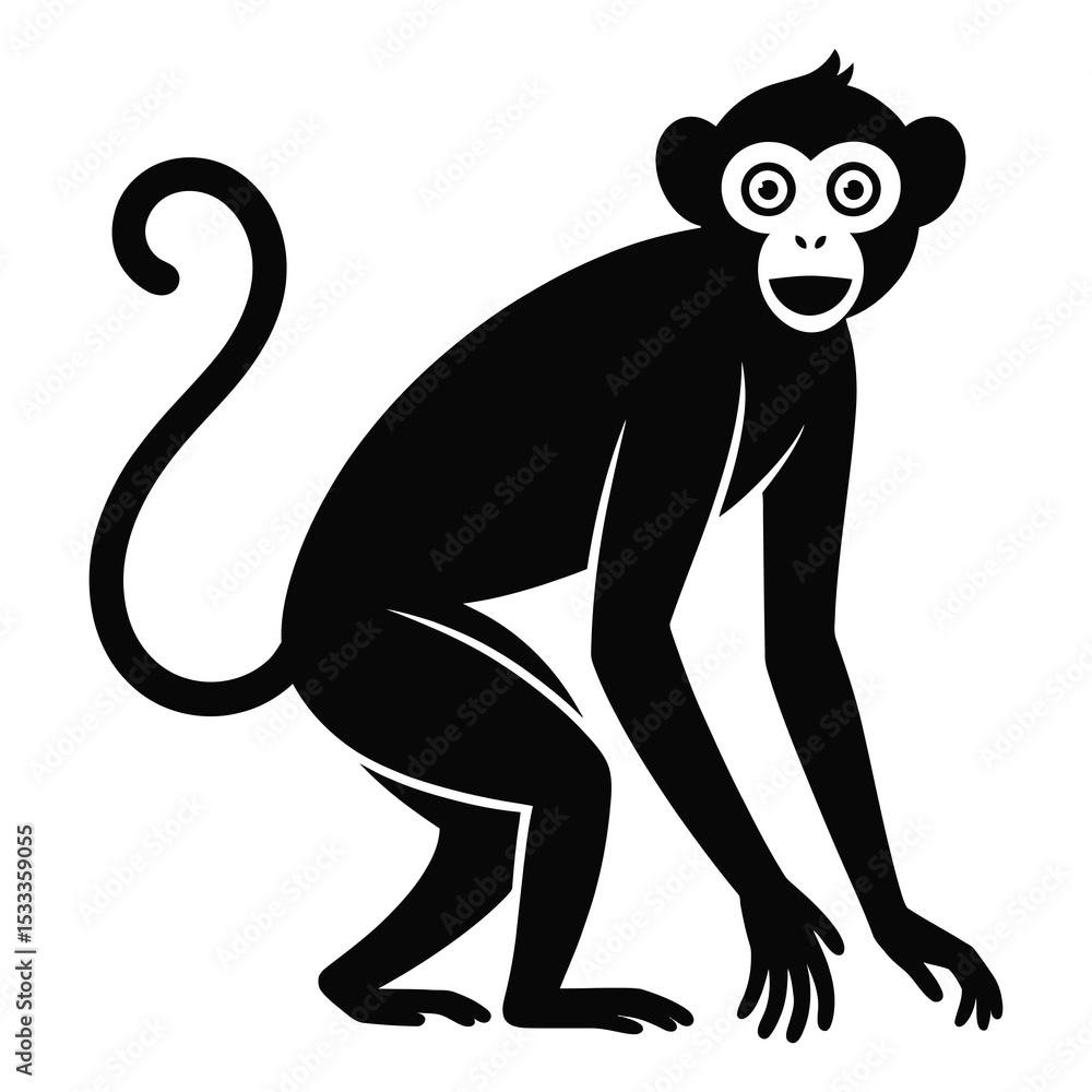 Fototapeta premium Cartoon monkey silhouette vector illustration