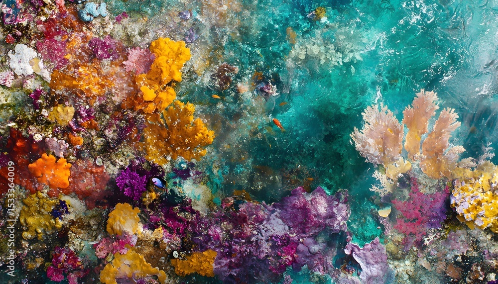 Obraz premium Vibrant coral reef teeming with colorful life.