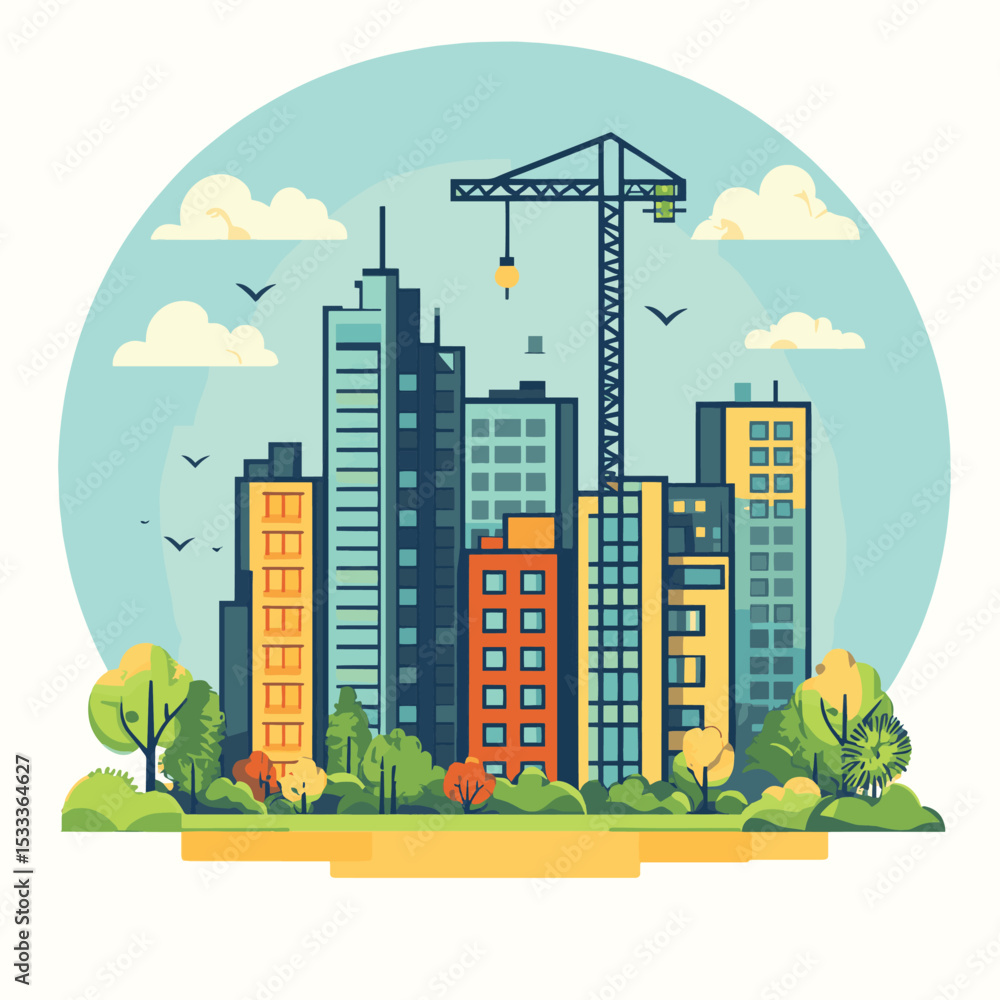 Obraz premium Building the future concept - Vector, vector style simple color