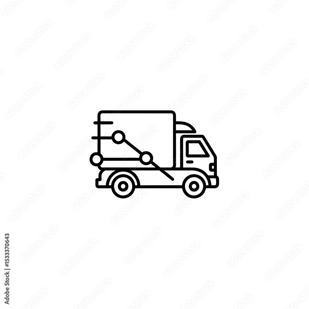 Delivery Truck with Data Chart Icon: Logistics, Transportation, and Business Performance Analysis in a Modern Line Art Style Delivery Truck with Data Chart Icon: Logistics, Transportation, and Business Performance Analysis in a Modern Line Art Style