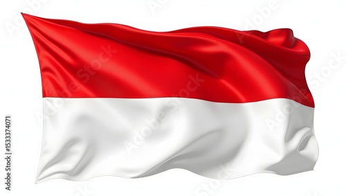 Free Download Photorealistic flag of Monaco with horizontal red and white stripes. High detail fabric texture, isolated on white background, clear focus on flag. - GFXLoad