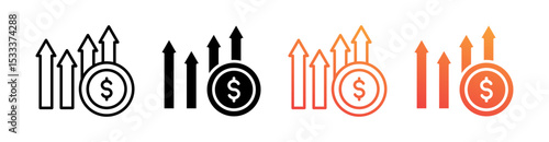 Fluctuation Multiple Style Icon Set Vector 
